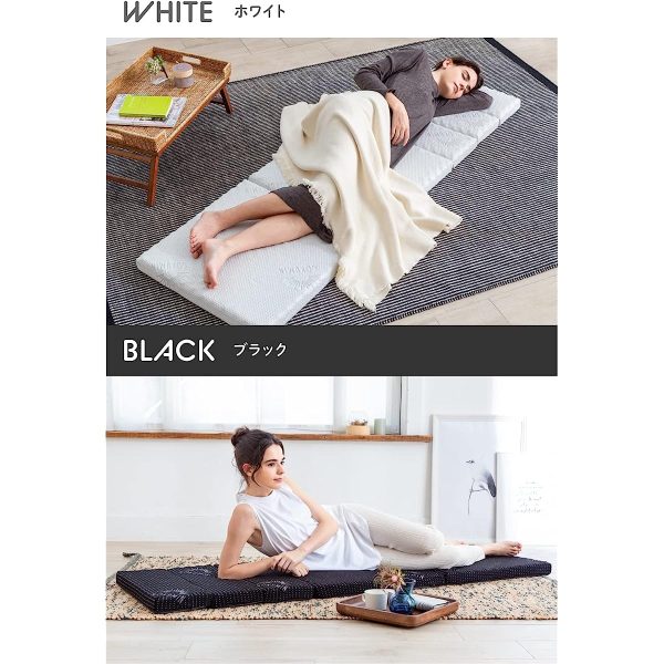 GOKUMIN Bed-Sleeping Mattress, High Resilience, 220N, Thickness: 2.0 inches (5 cm), 70.9 inches (180 cm), Sleeping in Car, Compact, Rolled and Storage, 23.6 x 70.9 inches (60 x 180 cm), Black Fashion - Image 3