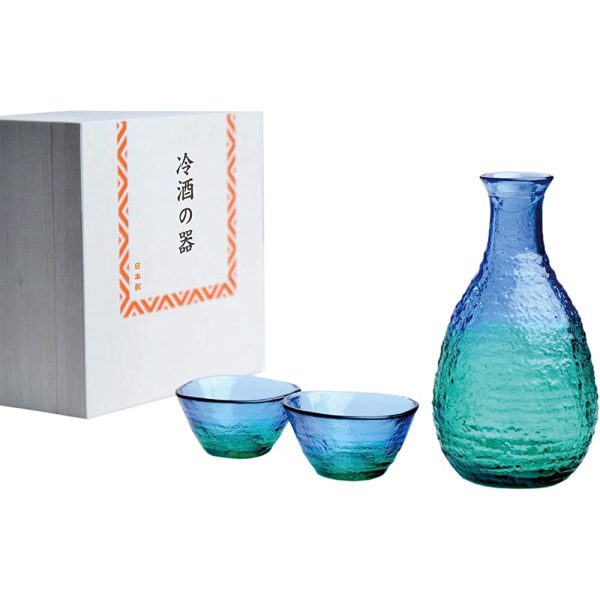 Toyo Sasaki Glass Sake Cup, Blue, Green, Coral, Sea, Made in Japan Online Hot Sale