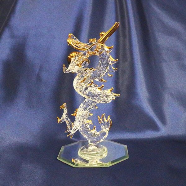 Folcart Feng Shui Handmade Glasswork Glass Dragon Good Luck Auspicious Money Luck Online Sale - Image 2