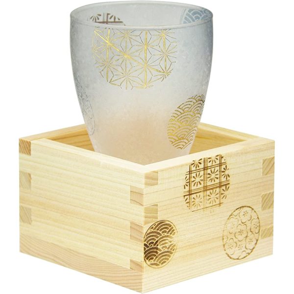 Aderia 6601 Sake Cup, Round Crest Glass, 3.4 fl oz (100 ml), Premium Nippon Taste, Masu Sake Glass, Cup, Made in Japan, Presentation Box, Birthday Gift For Discount